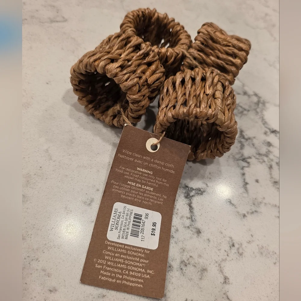 Williams Sonoma Rustic Brown Napkin Rings
